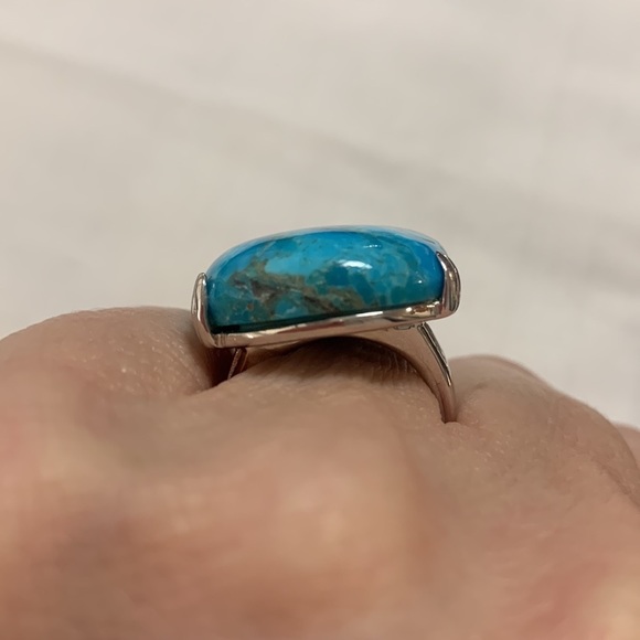 NWT JTV SW STYLE 30x22MM RECTANGULAR CUSHION TURQUOISE STERLING SILVER RING - Picture 3 of 8